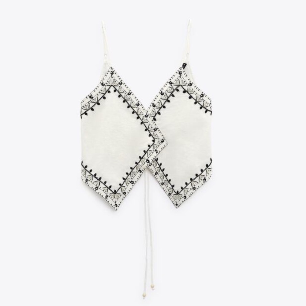Embroidered Zara tie back top